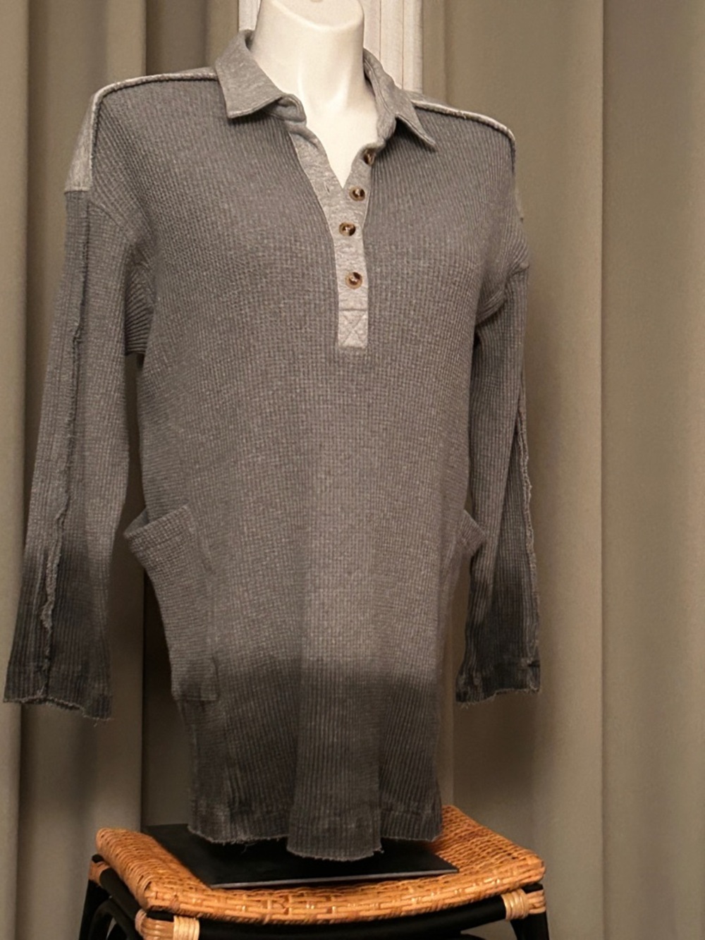 Aemi +Co Gray Ombre Polo Sweater Dress  Size M